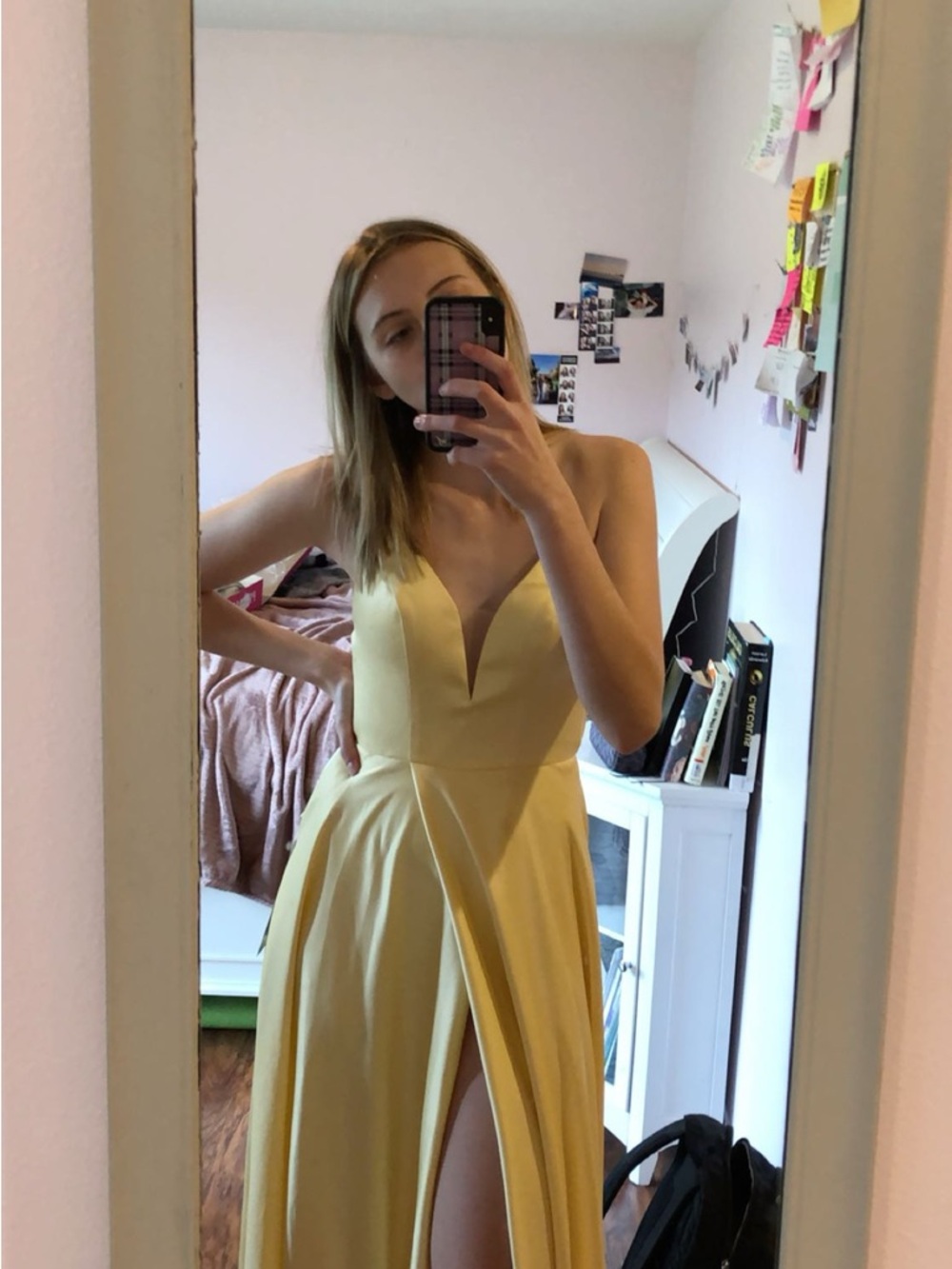 PromGirl Yellow Plunging V-Neck Prom Gown